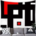 Arazzo moderno astratto geometrico rosso nero e bianco per decorazione pareti - 100x70cm / Stile a Blocchi Geometrici Astratti
