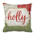 Federa natalizia in pelle di pesca con motivo patchwork holly jolly e fiocchi di neve - Vintage Color Block Holly Jolly (7) / 45*45cm