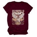 Detail of Nashville country music t-shirt with vintage electric guitar and wings graphic - Burgundy