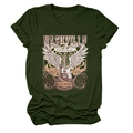 Detailed close-up of retro Nashville country music guitar print on dark green cotton T-shirt - Army Green