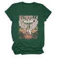Detail of Nashville country music t-shirt with electric guitar and wings print - Vintage Green