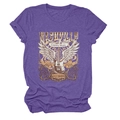Detail of Nashville country music graphic print on purple rock star t-shirt with rolled sleeves - Purple