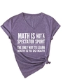 Close-up of Heather Purple V-neck T-shirt with white text print and side knot detail - Purple (White Font)