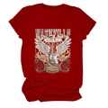 Detail of Nashville country music vintage guitar print on dark red cotton t-shirt - Red