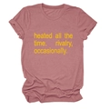 Detail of dusty rose T-shirt with yellow slogan print and rolled cuffs design - Rose Gold