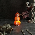 Glow pumpkin lantern with skull skeleton interior for Halloween party scene decoration - Skull Light with Hemp Rope