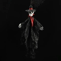 Creepy Halloween skeleton wizard hanging decor with black robe and pointed witch hat - Skeleton Groom