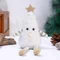 Detail of plush white Christmas tree doll with golden star and striped limbs - White