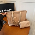 Schickes beiges 3-teiliges Set aus Tragetaschen mit Webstruktur für Damen Reisen - Khaki