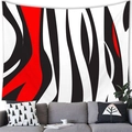 Arazzo geometrico astratto in rosso, nero e bianco su una parete del soggiorno grigio - 100x70cm / Stile a Linee Geometriche Astratte