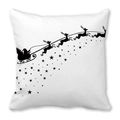 Fodera per cuscino natalizia con silhouette di Babbo Natale e le sue renne - Babbo Natale Slitta Bianco e Nero (1)