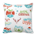 Housse de coussin de Noël blanche avec motifs rennes et lettrage Merry Christmas - Style de Mix Illustration Noël Nouvel An (31) / 45x45cm