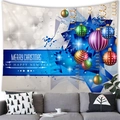 Tapiz de pared de Feliz Navidad colgado sobre un sofá moderno para decoración festiva del hogar - 100x70(Piel de Melocotón) / Bolas de Navidad Coloridas (21)