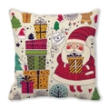 Detailansicht eines Kissenbezugs aus Pfirsichhaut mit Vintage Weihnachtsmann Motiv - Elfenbein Handbemalt Weihnachtsmann Geschenkkarton Stil (30)