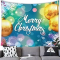 Detalle del tapiz navideño con copos de nieve dorados y motivos de pinos en verde - 100x70(Piel de Melocotón) / Bola de Copo de Neve Turquesa (10)