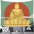 Buddha wall tapestry with lotus seat and vector illustration style for home zen decor - Golden Lotus Buddha Style (100x70 Peach Skin) / 100x70(Peach Skin)