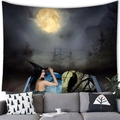 Détail d'une tapisserie gothique avec sorcière et pleine lune sur un canapé - 100cmx70cm / Sorcière D'Halloween Gothique (20)