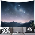 Starry night sky and mountain forest tapestry wall hanging for home decor - 100x70cm (Peach Skin) / Dark Blue Mountain Starry Sky (Style 19)