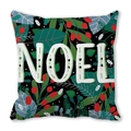 Cuscino natalizio con testo NOEL e bacche rosse su tessuto in pelle di pesca - Sfondo Nero Bacca Rossa NOEL (10) / 45*45cm