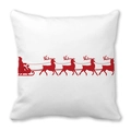 Fodera per cuscino natalizio con silhouette rossa di Babbo Natale su tessuto pelle di pesca - Silhouette Slitta Rosso e Bianco (4)