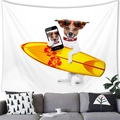 Bully dog surfing tapestry in soft brushed fabric with cartoon Jack Russell terrier print - 100cmx70cm / Jack Russell Terrier Surfing Selfie Style (6)