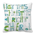 Housse de coussin de Noël en peau de pêche avec lettrage bleu dessiné à la main élégant - Style Bénédiction Graffiti Dessiné à la Main Tons Froids (33) / 45x45cm