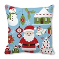 Hellblauer Weihnachts-Kissenbezug mit Weihnachtsmann, Schneemann und Baum-Motiven - Hellblau Schneebedeckte Hütte Weihnachtsmann Stil (33)