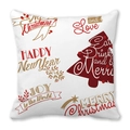 Détail de la housse de coussin en peau de pêche avec lettrage de Noël rouge et or - Style de Sapin de Noël en Mots Artistiques Rouge Or (34) / 45x45cm