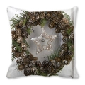 Detailed view of Christmas pillowcase featuring pinecone wreath and star patterns - Xmas Pine Cone Snowflake Wreath (36)