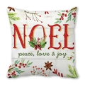 Federa natalizia Noel in pelle di pesca con bacche rosse e stampa di pino - 45*45cm / Design NOEL Crema con Testo Rosso (12)
