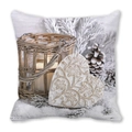 Detailed view of the Christmas cushion cover featuring vintage winter pine motifs - Nostalgic Vintage Winter View (30)