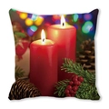 Christmas Peach Skin Throw Pillow with Festive Red Candles and Pinecones Pattern - Red Column Candle Snow Scene (28)