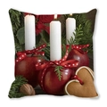 Christmas pillowcase featuring festive candles, pine branches and ginger cookies - Heart Gingerbread and Poinsettia (25)
