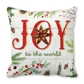 Fodera per cuscino natalizio Joy to the world con rami di pino e bacche rosse - 45*45cm / Design JOY con Texture in Lino (13)