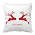 Housse de coussin blanche avec rennes rouges et vœux de Noël pour déco intérieure - Texte Nouvel An Double Renne Rouge (7)