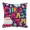 Cartoon Weihnachtsmann und Rentier Kissenbezug lila aus Pfirsichhautstoff - Dunkelviolett Cartoon Weihnachtsmann Rentier Stil (36)