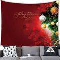 Tapiz de Navidad con letras doradas y adornos sobre fondo de tela color rojo oscuro - 150x100 Piel de Melocotón / Bolas rojo oscuro (6)