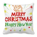 Housse de coussin Noël en peau de pêche avec feux d'artifice colorés et lettrage festif - Style de Double Bénédiction de Festival Feux d'Artifice Colorés (37) / 45x45cm