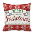 Copricuscino natalizio rosso con fiocchi di neve bianchi e scritta Merry Christmas - 45*45cm / Fiocco di Neve Rosso Buon Natale (15)