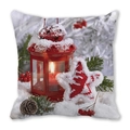 Merry Christmas peach skin square pillowcase with vintage lantern and pine cone print - Vintage Red Lantern Christmas Mix (1)