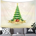 Tapiz navideño con cintas doradas y estrellas colgado sobre un acogedor sofá gris - 150x100 Piel de Melocotón / Árbol de Navidad de Cinta en Espiral (1)