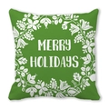 Housse de coussin verte en peau de pêche avec motif couronne Merry Holidays - Style Bénédiction Couronne Blanche Base Verte (38) / 45x45cm