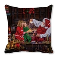 Close-up of Santa Claus illustration on peach skin fabric Christmas cushion cover - Cabin Workshop Interaction (36)