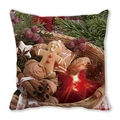 Merry Christmas peach skin pillowcase featuring gingerbread man and red star candle - Gingerbread Man and Red Star Candle (3)