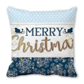 Fodera per cuscino Merry Christmas con motivo blu di fiocchi di neve e slitta - 45*45cm / Design a Slitta in Tre Sezioni (17)