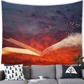 Tapisserie de livre magique créatif avec coucher de soleil fantastique sur canapé - 100cmx70cm / Livre Magique Nuages De Feu (7)