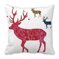 Housse de coussin carrée avec motifs festifs de rennes de Noël rouges et bleus - Cerf Tricolore Éléments Nature Hiver (13)