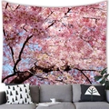 Tenture murale de cerisier en fleurs rose pour décoration de salon derrière un canapé - 100x70(Peau de Pêche) / Sakura rose en fleurs pleine largeur
