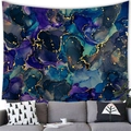 Detalle de tapiz abstracto con texturas de mármol en azul y dorado de estilo lujoso - 100cmx70cm / Mármol Abstracto (14) / Textura Fluida Azul Medianoche Púrpura Oro (14)