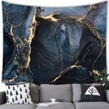 Vista detallada del tapiz de pared de mármol azul oscuro con elegantes líneas doradas - 100cmx70cm / Mármol Abstracto (11) / Textura Azul Negro Profundo Oro (11)